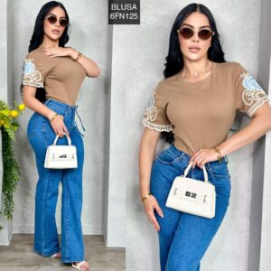 Blusa mangas guipiur